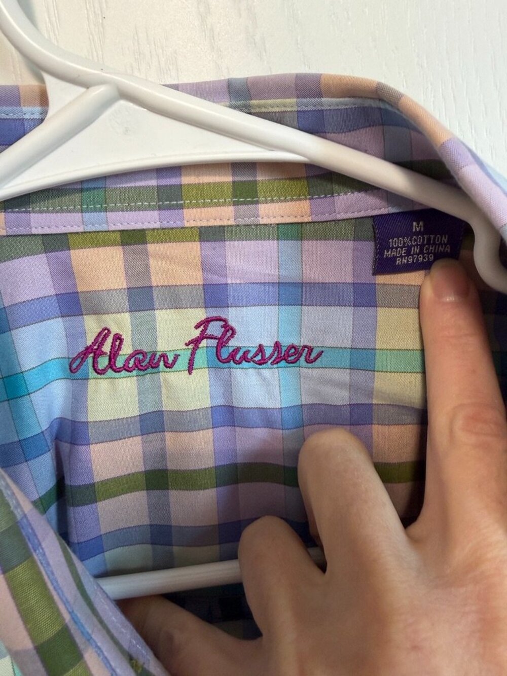 Alan Flusser Men’s Medium Multicolor Plaid Short Sleeve Button Down Shirt - Picture 4 of 6